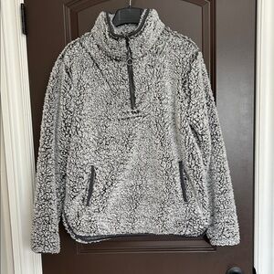 Thread & Supply Charcoal Sherpa Pullover Jacket | Half-Zip | Size M